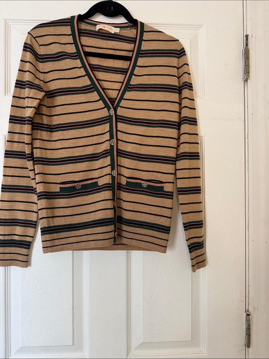 Tory Burch Sweaters - Tory Burch Striped Madeline V-Neck Cardigan size XS
